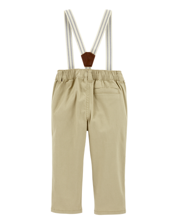 Baby Boy Twill Suspender Pants, 