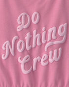 Girls 'Do Nothing Crew' French Terry Romper - Pink, image 3 of 4 slides
