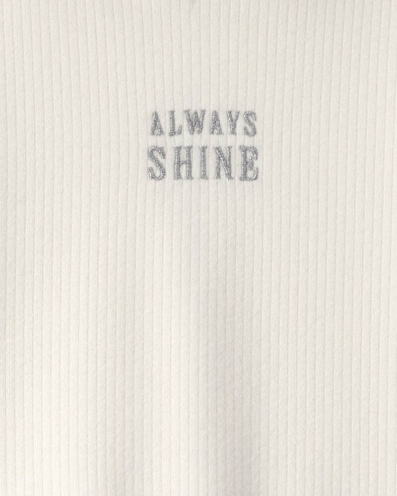 Filles - Haut manches longues &agrave; col chemin&eacute;e &laquo;Always Shine&raquo; &ndash; Cr&egrave;me, image 2 sur 2 diapositives