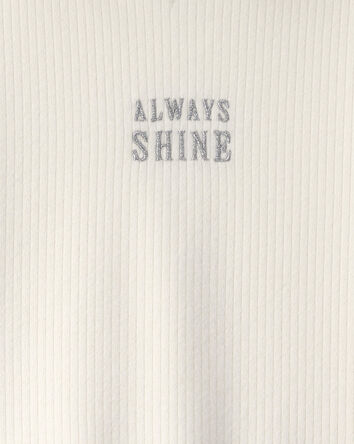 Filles - Haut manches longues &agrave; col chemin&eacute;e &laquo;Always Shine&raquo; &ndash; Cr&egrave;me, 