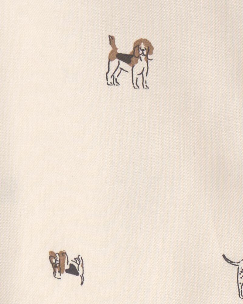Toddler Boy Dog Long-Sleeve Button-Down Shirt - Cream, image 4 of 5 slides