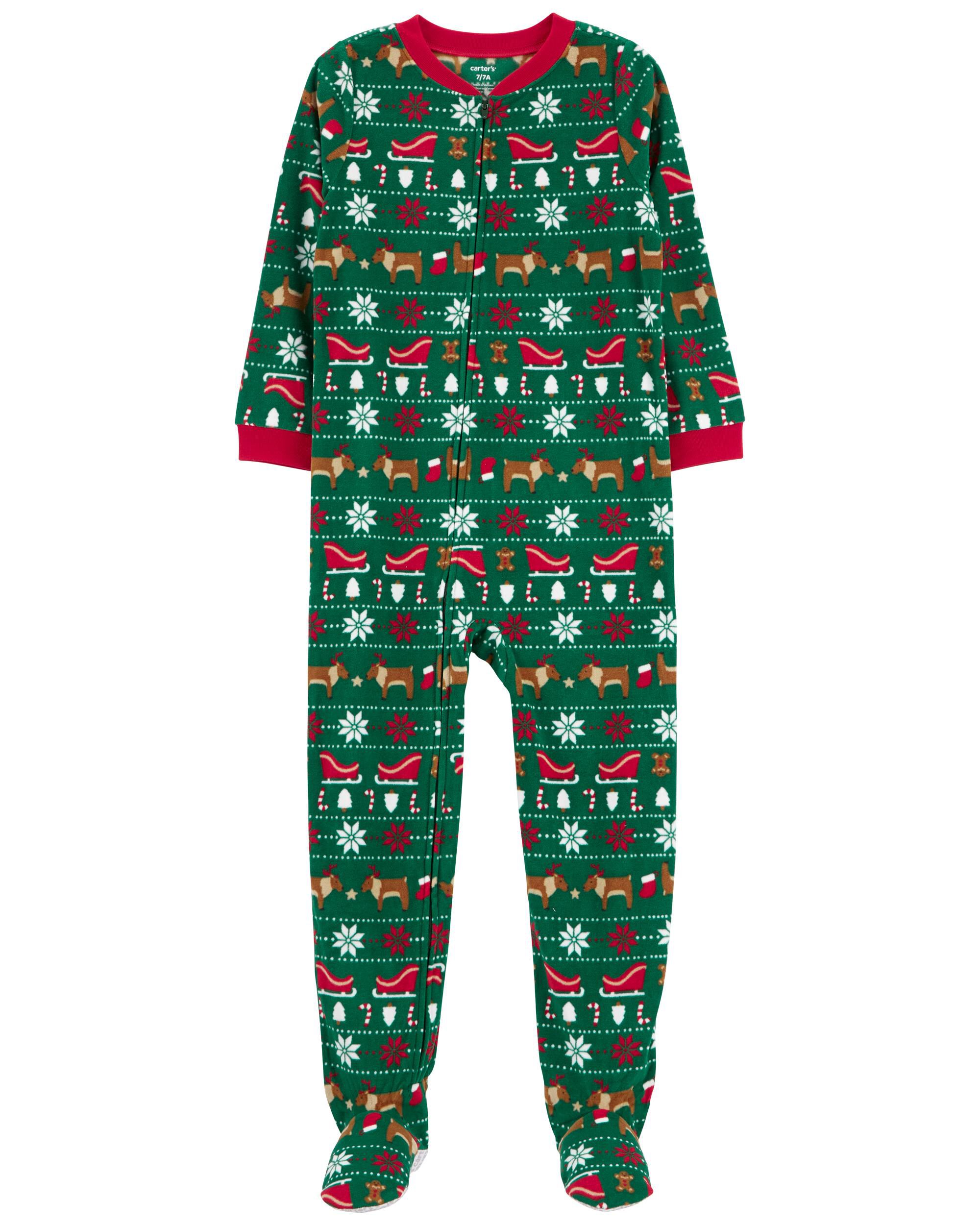 1 Piece Fair Isle Fleece Footie Pyjamas
