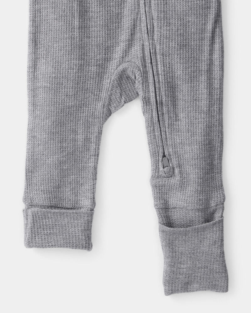 Baby Boy Solid PurelySoft Long-Sleeve 2-Way Zip Sleeper - Grey, image 3 of 8 slides