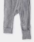 Baby Boy Solid PurelySoft Long-Sleeve 2-Way Zip Sleeper - Grey, image 3 of 8 slides