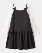 Kid 2-Piece Bow Print Tee & Tank Dress Set, image 1 of 7 slides
