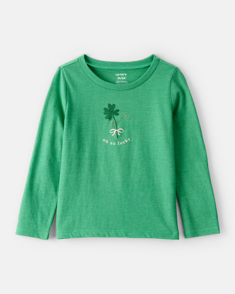 Toddler Girl St. Patrick's Day Shamrock Long-Sleeve Graphic Tee - Green, image 1 of 4 slides