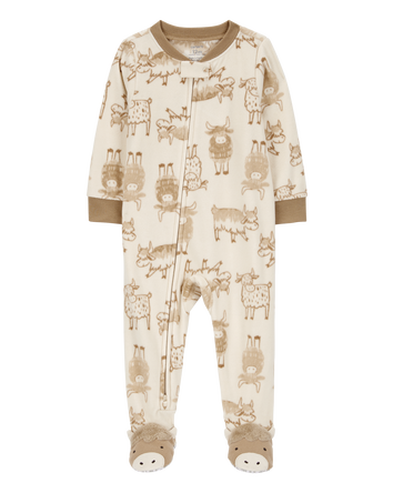 Toddler 1-Piece Cow Print Fleece Footie Pyjamas, 
