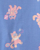 Toddler Girl Cat 100% Cotton Short-Sleeve Snug Fit 4-Piece pyjama Set - Purple/Blue, image 3 of 5 slides