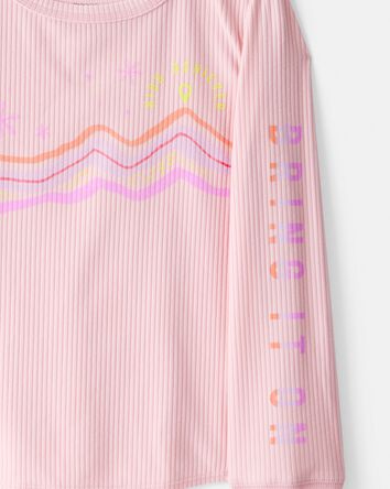 Girls Active Rib Long-Sleeve Top - Pink, 
