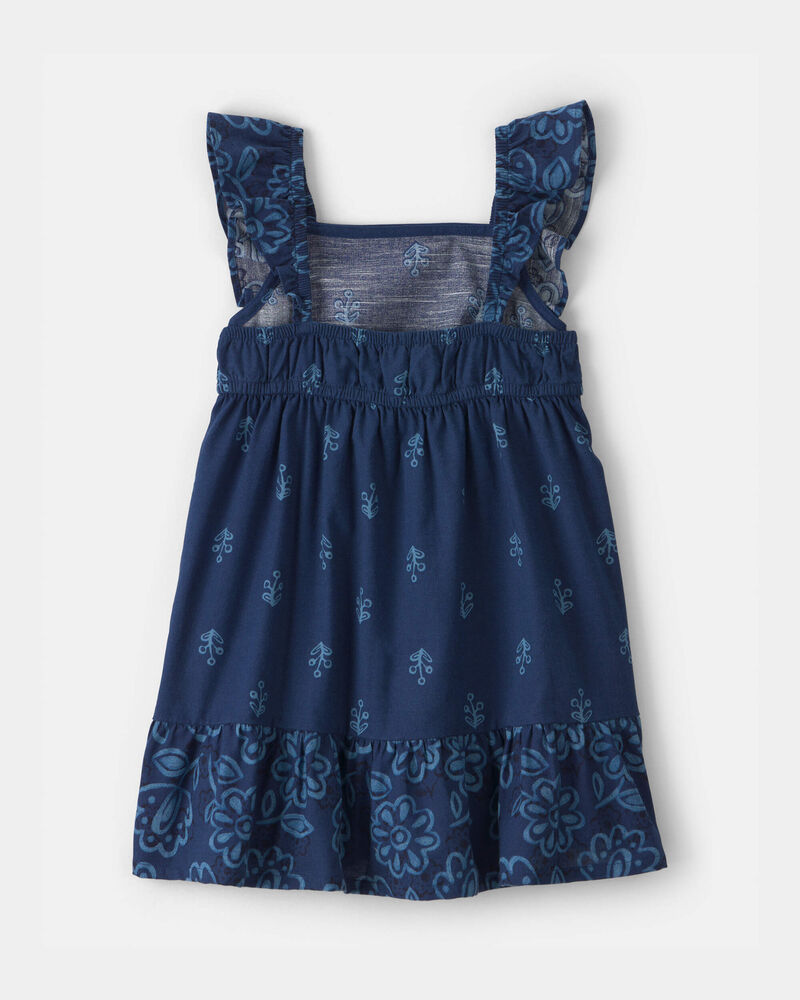 Tout-petit fille - Robe &agrave; &eacute;paules volant&eacute;es &agrave; motif floral - Bleu marine, image 2 sur 3 diapositives