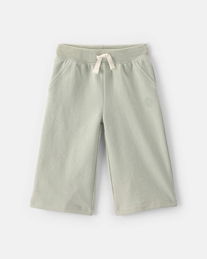 B&eacute;b&eacute; fille - Pantalon en jersey bouclette &agrave; cordon de serrage - Vert, image 1 sur 3 diapositives