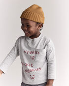 Toddler Chicken Nuggies Long-Sleeve Pocket Graphic Tee - Heather Grey, image 1 of 7 slides