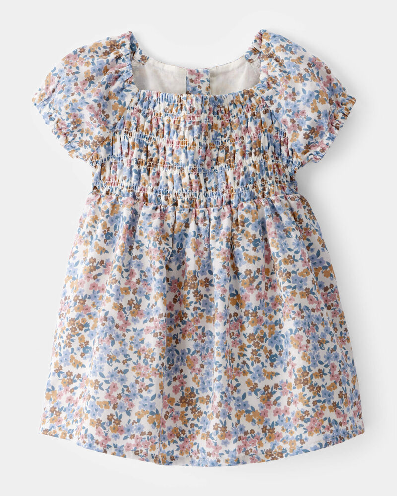 Baby Smocked Floral Print Dress, image 1 of 5 slides