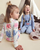 Toddler Girl 4-Piece Monster 100% Cotton Snug Fit Pyjama Set - Blue/Cream, image 4 of 9 slides