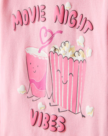 Filles - Pyjama 4 pièces en coton à manches longues et à imprimé inspiré du cinéma – Noir/rose, 