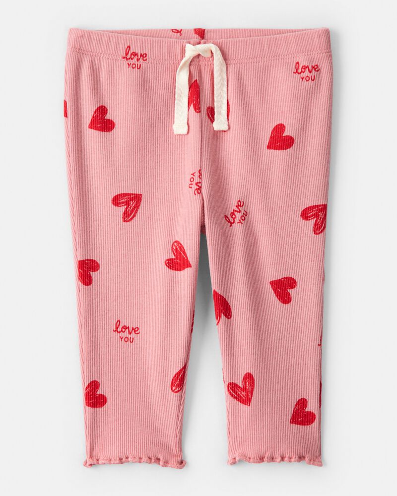 Baby Girl Valentine's Day 2-Piece Heart French Terry Tee & Pant Set - Red, image 3 of 6 slides