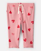 Baby Girl Valentine's Day 2-Piece Heart French Terry Tee & Pant Set - Red, image 3 of 6 slides