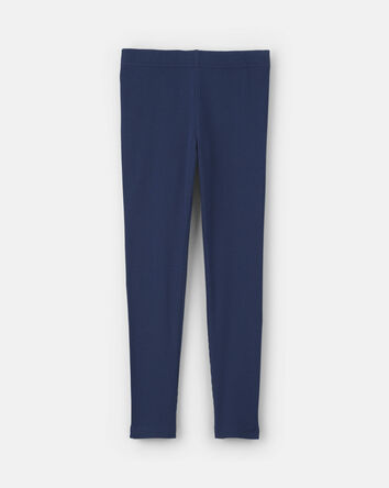 Girls Pull-On Stretch Rib Leggings - Navy Blue, 