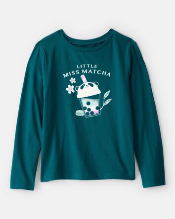 Girls Matcha Tea Long-Sleeve Graphic Tee - Green, 