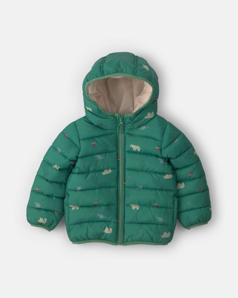 Toddler Boy Midweight Packable Puffer- Green
, image 1 of 4 slides