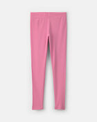 Girls Pull-On Stretch Rib Leggings - Pink, image 1 of 4 slides