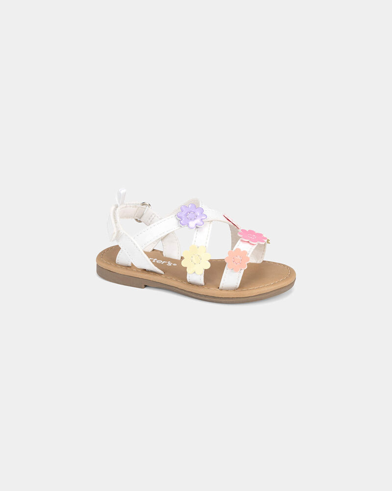 Toddler Girl Flower Sandals - White, image 1 of 6 slides
