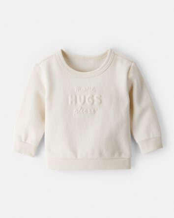 Baby Girl Hugs Fleece Pullover Sweatshirt - Cream, 