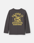 Boys 'Silence Is Overrated' Guitar Long-Sleeve Graphic Tee - Black, image 2 of 5 slides