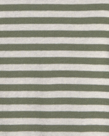 Girls Striped Long-Sleeve Rib Top - Green/White, 