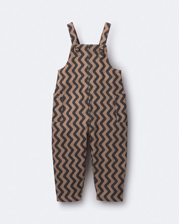 Toddler Chevron Knot-Tie Overalls - Tan, 