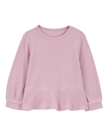 Baby Waffle Knit Thermal Peplum Top, 