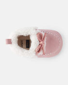 Baby Girl Sherpa Moccasin Boots - Pink/White, image 4 of 6 slides