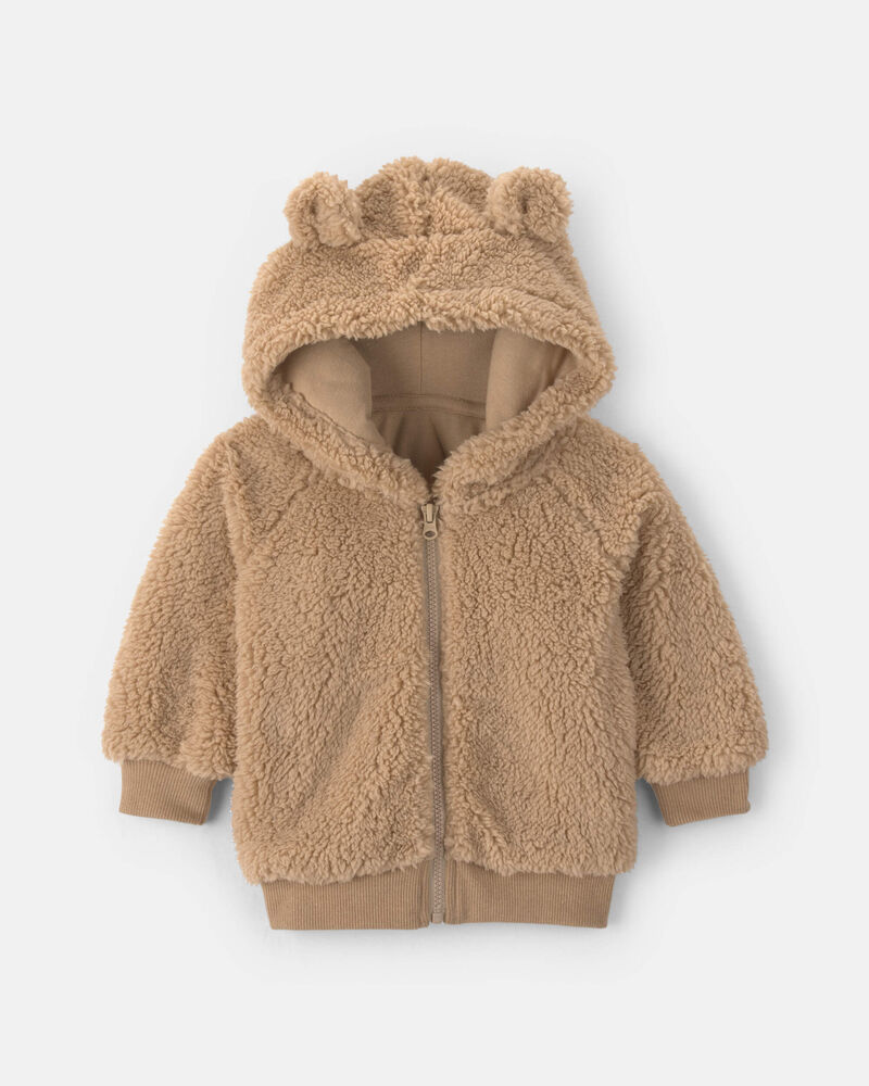 Baby Bear Hooded Zip-Up Jacket - Brown, image 1 of 3 slides