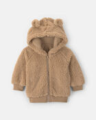 Baby Bear Hooded Zip-Up Jacket - Brown, image 1 of 3 slides