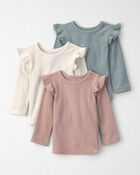 Baby Girl 3-Pack Organic Cotton Rib Slim Fit Tops, image 1 of 5 slides