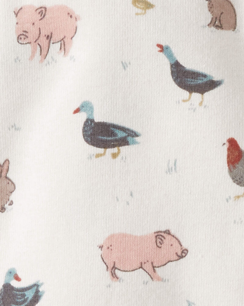 B&eacute;b&eacute; - Grenouill&egrave;re en coton biologique &agrave; motif compagnons de la ferme, image 3 sur 3 diapositives