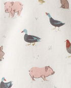 B&eacute;b&eacute; - Grenouill&egrave;re en coton biologique &agrave; motif compagnons de la ferme, image 3 sur 3 diapositives