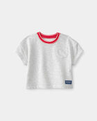 B&eacute;b&eacute; gar&ccedil;on - T-shirt en jersey bouclette avec poche &ndash; Gris, image 1 sur 3 diapositives