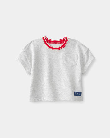 B&eacute;b&eacute; gar&ccedil;on - T-shirt en jersey bouclette avec poche &ndash; Gris, 