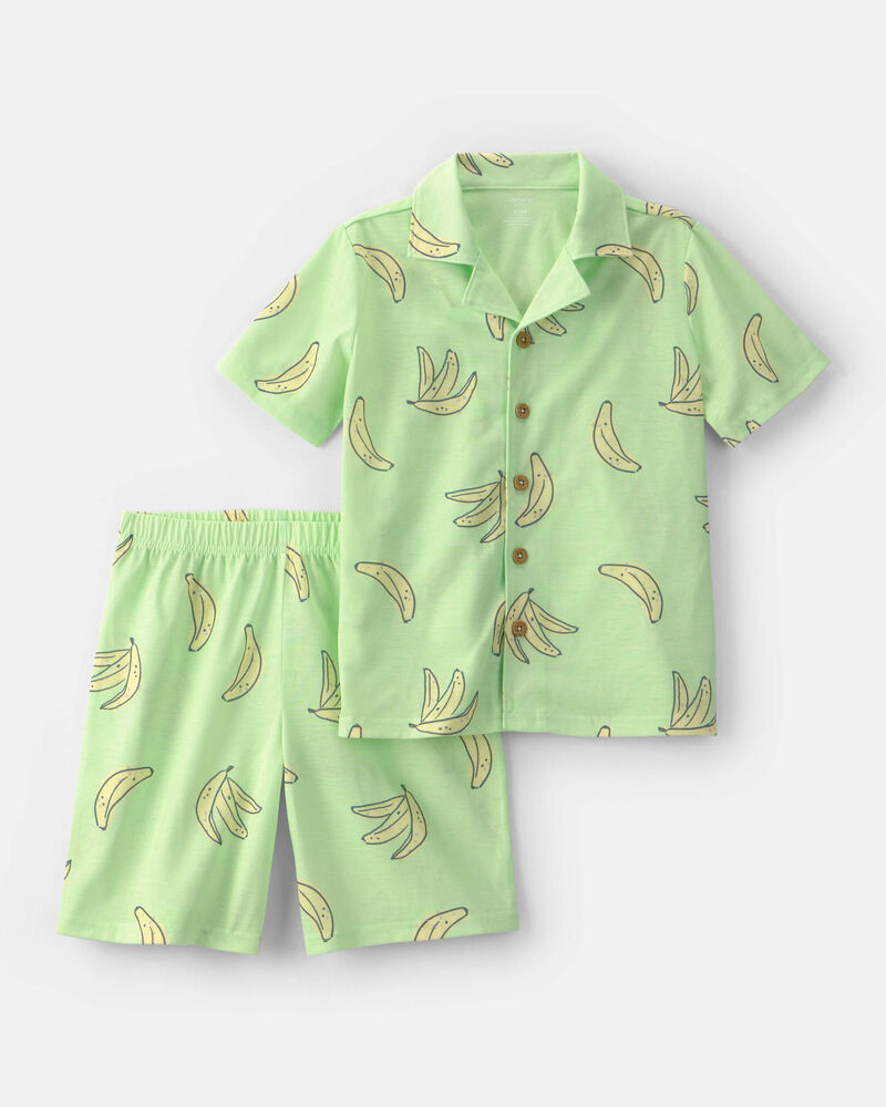 Boys 2-Piece Banana Short-Sleeve Loose Fit 2-Piece Pyjama Set - Green, image 1 of 3 slides