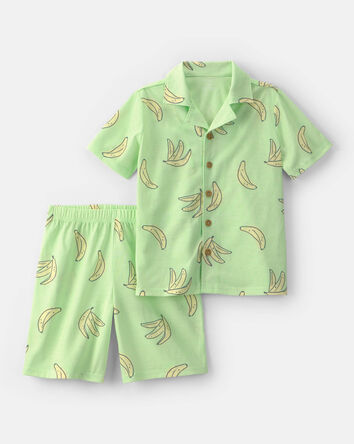 Boys 2-Piece Banana Short-Sleeve Loose Fit 2-Piece Pyjama Set - Green, 