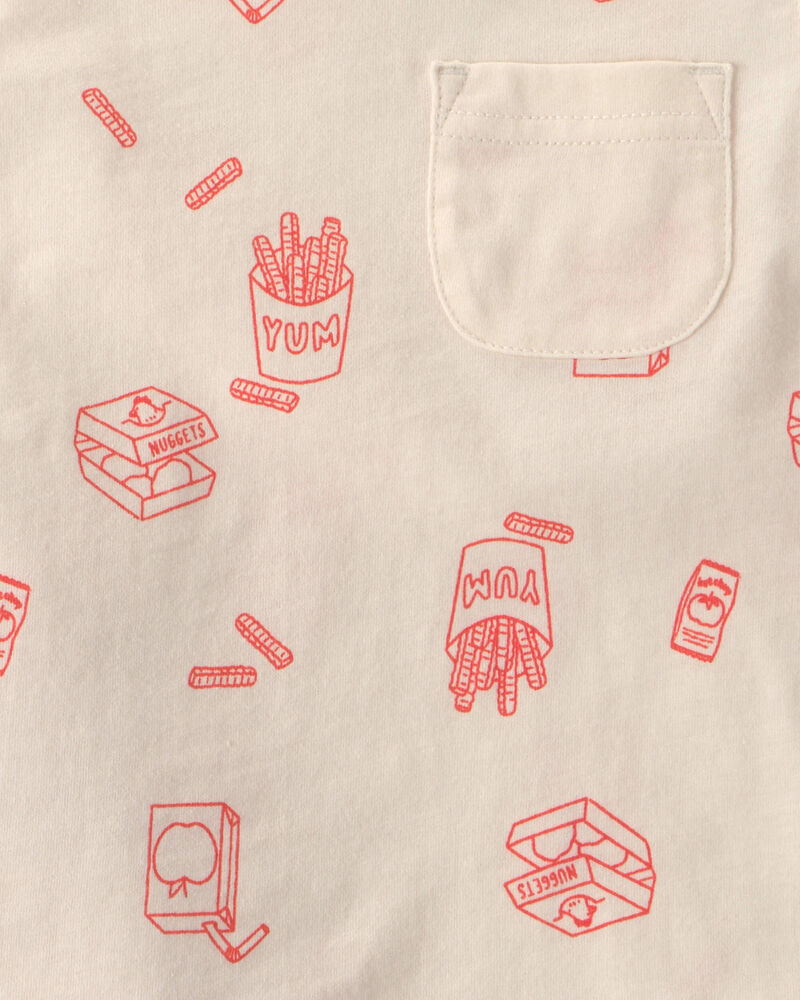 Toddler Boy 2-Piece Snack Time Top & Short Set - Cream/Red, image 2 of 3 slides