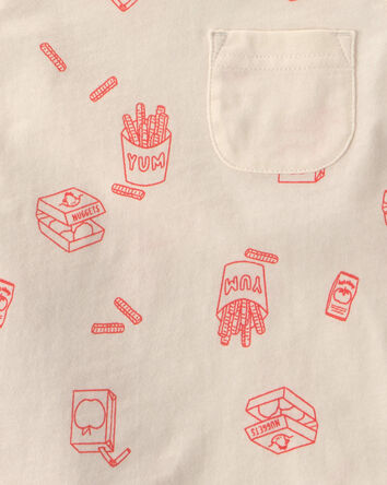 Toddler Boy 2-Piece Snack Time Top & Short Set - Cream/Red, 