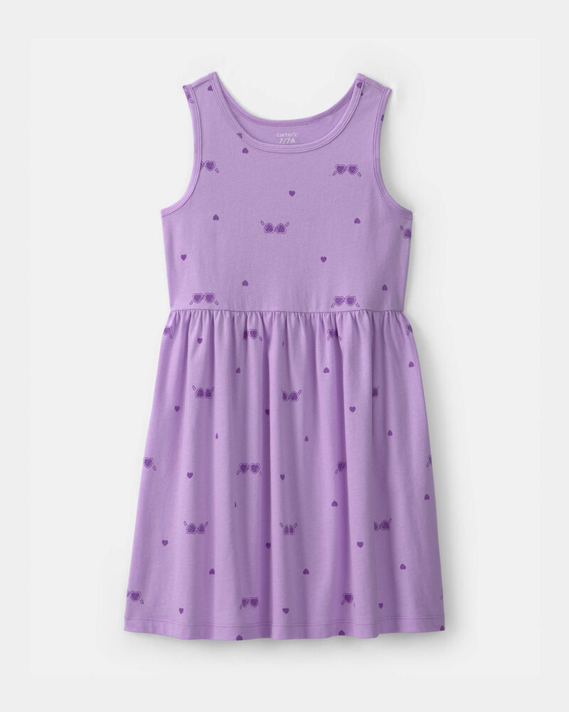 Girls Sunglasses Sleeveless Knit Dress - Purple, image 1 of 4 slides