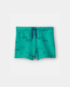 Baby Boy 2-Piece Shark Rashguard Swimsuit Set - Green/Cream, image 3 of 5 slides
