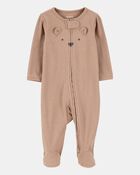 Baby Bear 2-Way Zip Ribbed Sleeper pyjamas, image 1 of 3 slides