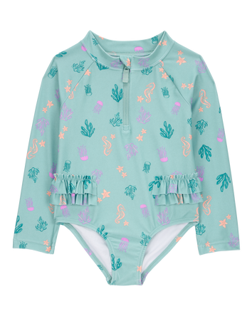 Toddler 1-Piece Coral Print Rashguard, 