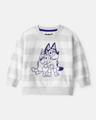Baby Neutral Bluey Striped French Terry Pullover - Grey, image 1 of 3 slides