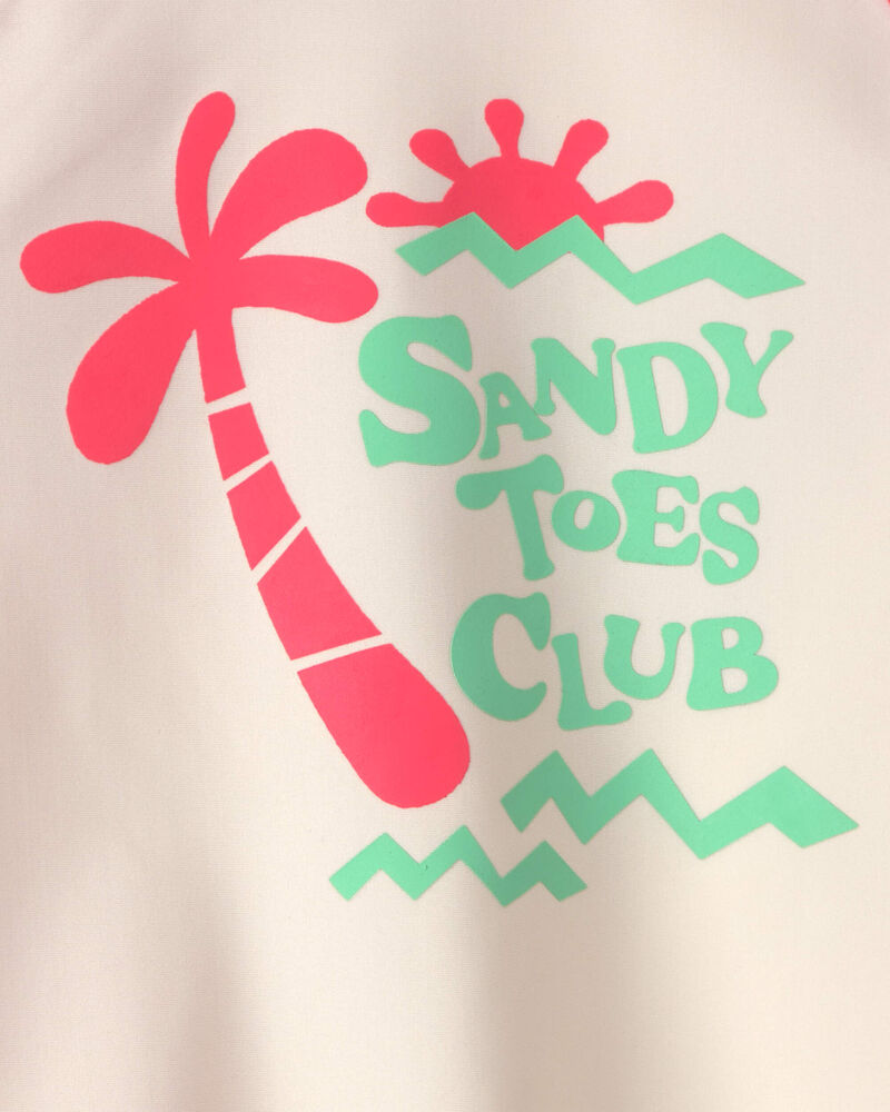Toddler Boy 'Sandy Toes Club' 2-Piece Rashguard Swimsuit Set - Orange/Ivory, image 4 of 6 slides