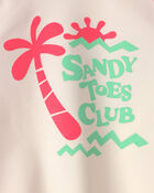 Toddler Boy 'Sandy Toes Club' 2-Piece Rashguard Swimsuit Set - Orange/Ivory, image 4 of 6 slides